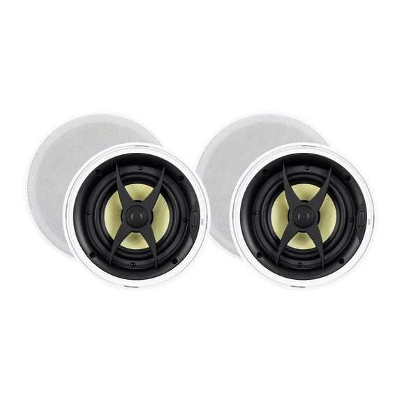 Monoprice 2 Way In-Ceiling Speakers - 6.5 Inch (Pair) With Aramid Fiber And Titanium Silk Drivers - Caliber Slim Series