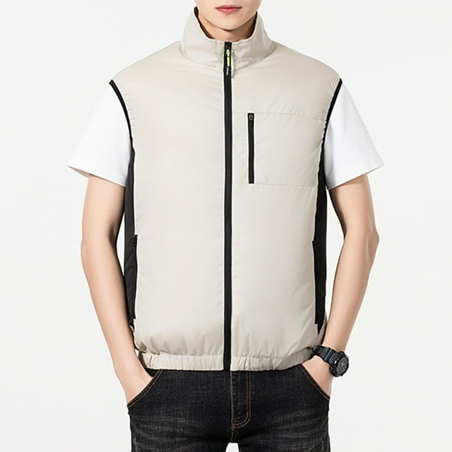 Pisexur Gilet Rafraîchissant pour Hommes et Femmes, 2 Ventilateurs de Climatisation USB, Surface Résistante à l'Eau Séchage Rapide avec Protection UV Grande Taille (Sans Batterie) Gris, m