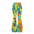 thumbnail image 4 of Xoenoiee Hippie Daisy Print Bell Bottoms Flare Leggings for Women Ladies Tummy Control Bootcut Lightweight Full Length Yoga Pants for Yoga Sport Gym Workout, L, 4 of 7