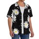 thumbnail image 2 of Balery Daisies Flowers Camisa Casual de Manga Corta con Botones para Hombre, Texturizada, Estilo Cubano, para Playa, Verano-Large, 2 of 5
