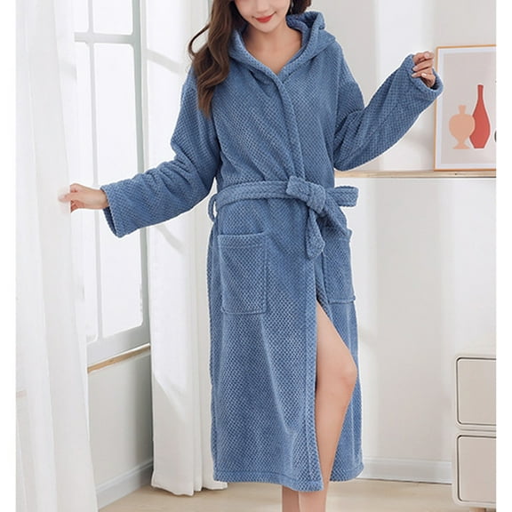Fewfanhot Womens Fashion Long Fleece Plush Soft Feeling Robe Fluffy, Warm, Fleece Shaggy Comfort Bathrobe