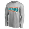 thumbnail image 2 of Men's Ash Miami Dolphins Iconic Collection On Side Stripe Long Sleeve T-Shirt, 2 of 3
