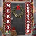 thumbnail image 3 of Letrero navideño para porche, decoración a cuadros de búfalo, pancarta navideña para puerta, decoración colgante navideña para el patio de la casa, puerta de entrada, Navidad, 3 of 5