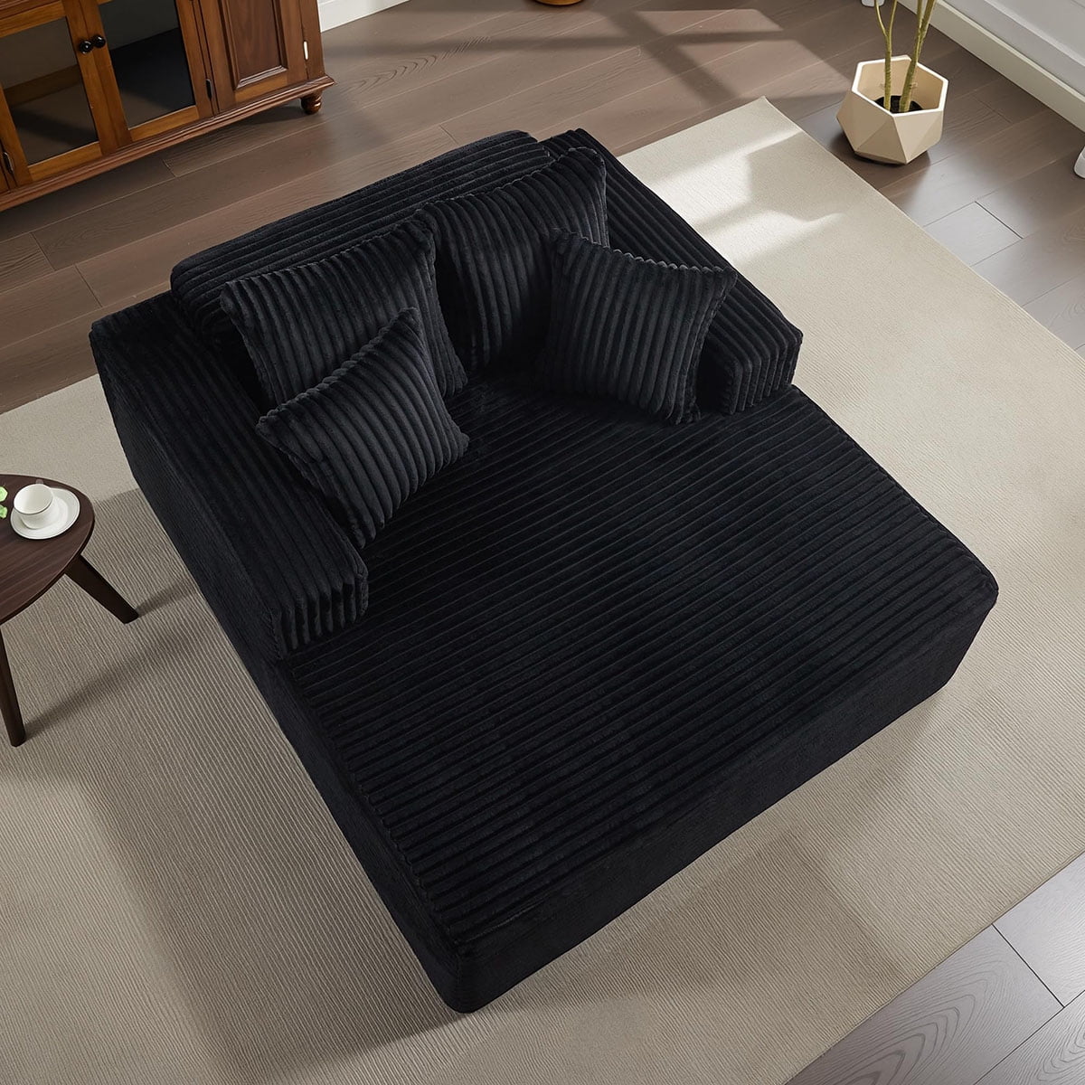 Danolapsi 54.3" Oversized Chaise Lounge,Wide Boneless Corduroy Loveseat with 4 Pillows, Armrests, Comfy Fluffy Reading Couch, No Assembly Required Deep Seat Sofa for Living Room, Bedroom, Office