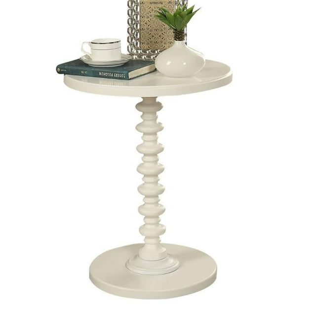 Mesa auxiliar Acme Acton con tapa redonda blanca