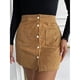thumbnail image 3 of Falda Mujer Pana Mini Falda Corta Una Línea Cintura Alta Slim Fit Botón Con Bolsillos Para Otoño Invierno, 3 of 6