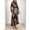 thumbnail image 4 of Women's Printed V-Neck Long Sleeve Elegant Retro Waist-Slimming Dress, 4 of 5