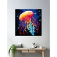 thumbnail image 2 of Cartoon Jellyfish 1 Poster Wall Art, Modern Wall Decor For Living Room Bedroom, 24x24 UNFRAMED, 2 of 3