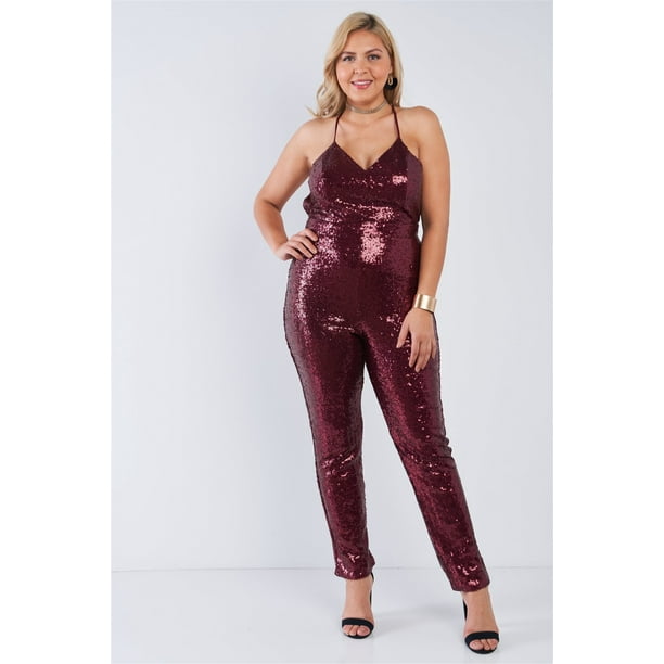 Onbekwaamheid correct Temmen Plus Size Sequin V-neck Criss Cross Open Back Bodycon Jumpsuit - Walmart.com Onbekwaamheid correct Temmen Plus Size Sequin V-neck Criss Cross Open Back Bodycon Jumpsuit - Walmart.com