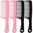 thumbnail image 1 of OPALESQUE 4PCS Wide Tooth Comb, Large Hair Detangling Comb Styling Comb for Curly, Wet, Long Hair with Handgrip (Black & Pink), 1 of 7