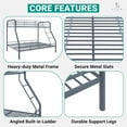thumbnail image 5 of Hollywood Metal Bunk Bed, Twin over Full, Metal Bunk Bed for Kids – Gray, 5 of 8
