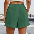 thumbnail image 6 of Gyujnb Women Casual Summer Shorts Double‑Layer Crinkle Gauze Drawstring Elastic Waist Shorts with Pockets,Green, 6 of 8