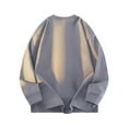 thumbnail image 3 of Brondbend Men Pullover Mens Sweatshirts Crew Neck Long Sleeved Zipper Pocket Tops Solid Color Fashion Oversized Blouse Fitness Workout Fall Winter Wear Gray, 3 of 3