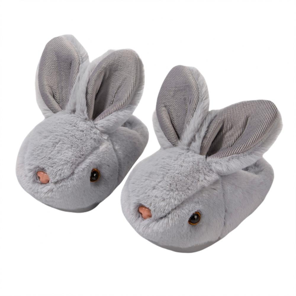 1 Pair of Bunny Shape Fall Slippers Warm Slippers Plush Slippers Size 13/14 