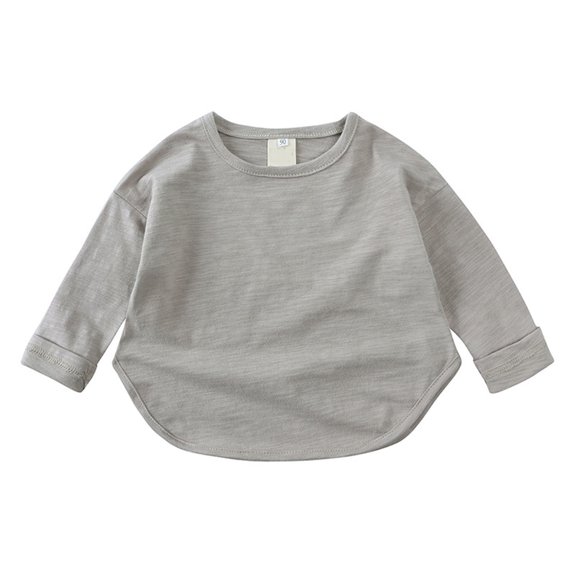 Toddler T Shirt Solid color Long Sleeve Grey Shirt Crewneck Top Tees Shirts Cottom Boy Shirt 1-2 Years Boy Clothes Cute Boy Girl Clothing