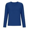 thumbnail image 7 of Vivianyo HD Women's Basic V Neck Solid Long Sleeve Tees, Fall Winter Soft Everyday Casual Pullover Top for Women, Women's Blue, Sizes S-2XL, 7 of 7