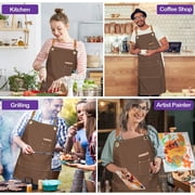 Magimate Utility Apron for Professionals and Hom Cooking, Adjustable Cross Back Strap, Large Pocket, Canvas Chef Apron - Brown