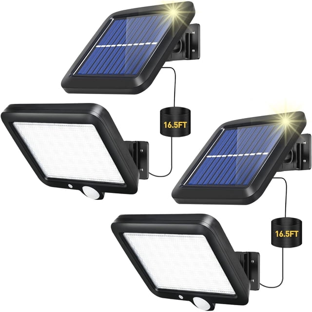 2 paquetes de lámpara solar para exteriores, luz solar para exteriores, foco solar para exteriores, iluminación solar para exteriores, 3 modos impermeable IP65 con sensor de movimiento, luz solar