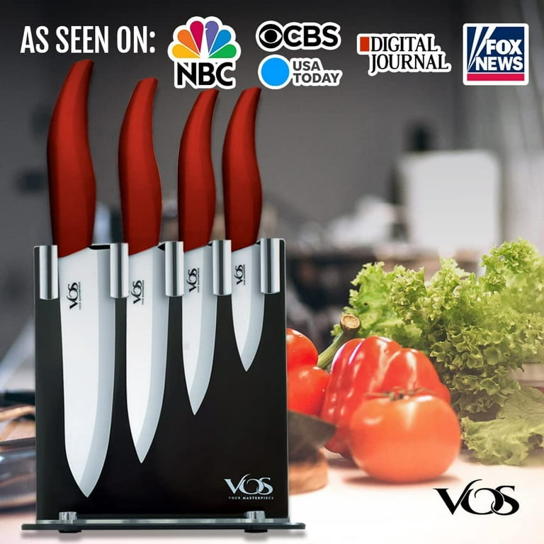 Vos Ceramic Knife Set, Ceramic Knives Set For Kitchen, Ceramic Kitchen  Knives With Holder, Ceramic Paring Knife 3, 4, 5, 6 Inch Blue