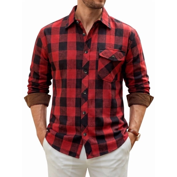 sogami Mens Flannel Shirts Casual Long Sleeve Button Down Plaid Shirts