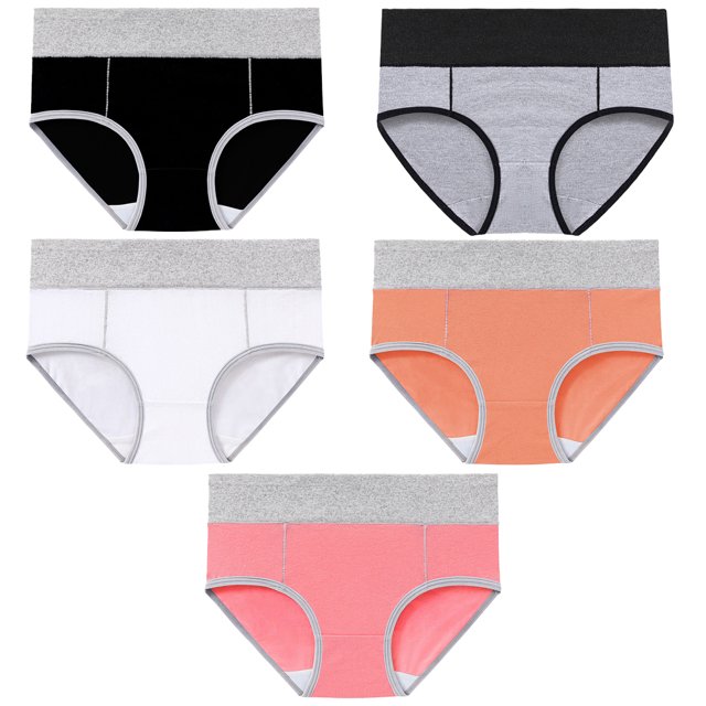 Paquete de 5 ropa interior de algodón de cintura alta de talla grande para niñas gordas.