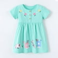 thumbnail image 6 of Tisuna Short Sleeve Dresses For Girls Toddler Animals Print Crew Neck Button Dress Breathable Soft Little Kids Summer Casual Dress Size 5 Years Mint Green, 6 of 9