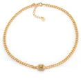 thumbnail image 3 of Gem Stone King 14K Gold Plated Yellow Citrine and Moissanite Cuban Curb Link Chain Pendant Necklace for Women  (1.17 cttw, Cushion 6MM, 16 inch Chain + 2 inch Extender), 3 of 6