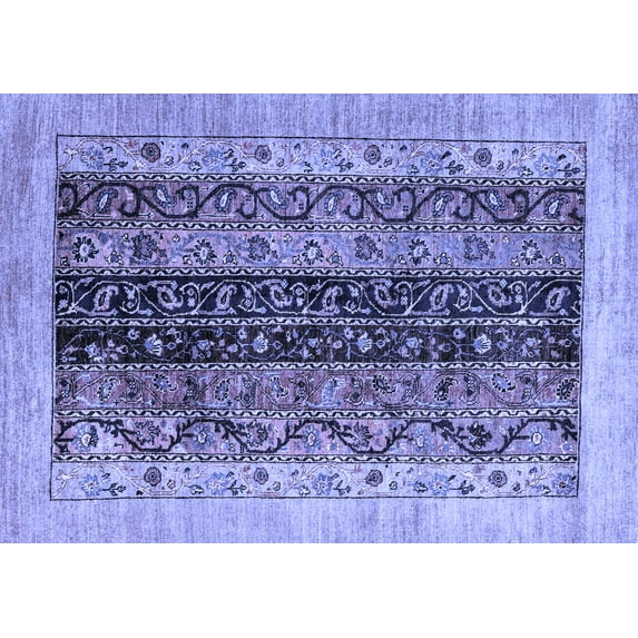 Ahgly Company Indoor Rectangle Oriental Blue Modern Area Rugs, 5' x 7'