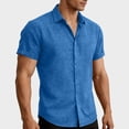 thumbnail image 3 of Men's Short Sleeve Button Down Shirts Big & Tall Breathable Textured Casual Shirt Summer Lightweight Quick Dry Beach Vacation Hippie Yoga Top Curved Hem, 3 of 10