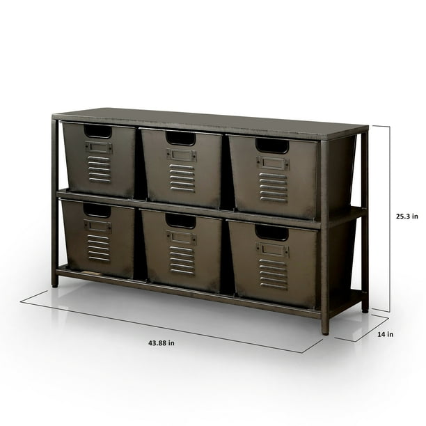 Furniture of America Dipla Industrial Storage Bins, Gun Metal Walmart