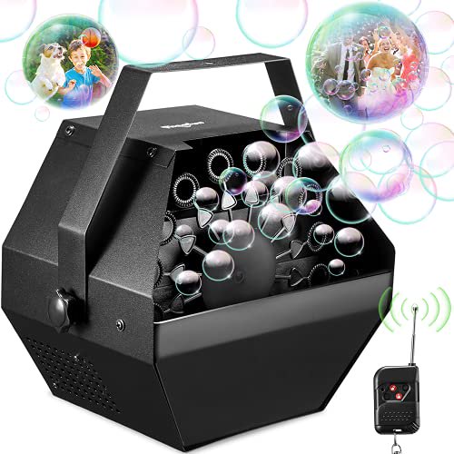 Theefun Bubble Machine, Wireless Remote Control Bubble Blower Machine with Over 800+ Bubbles Per Minute, Plug-in Kids Bubble Machine for Parties Wedding Birthday-Indoor & Outdoor Use with AC