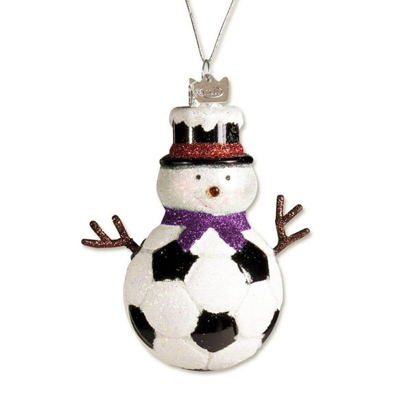 Kurt Adler Noble Gems 3.5 Inch Soccer Snowman with Purple Scarf Ornament