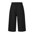 thumbnail image 5 of Outfmvch Cropped Linen Pants Women Women's Culottes Cropped Linen Palazzo Trousers Paper Bag Pants Yoga Capris with Pockets Cotton Linen Pants Straight Wide Leg Loose Fit Wide Leg Black S-3XL, 5 of 6