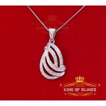 King of Bling's Real 0.15CT Diamond Stones FASHION Sterling Charm Necklace Silver White Pendant