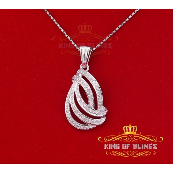 King of Bling's Real 0.15CT Diamond Stones FASHION Sterling Charm Necklace Silver White Pendant
