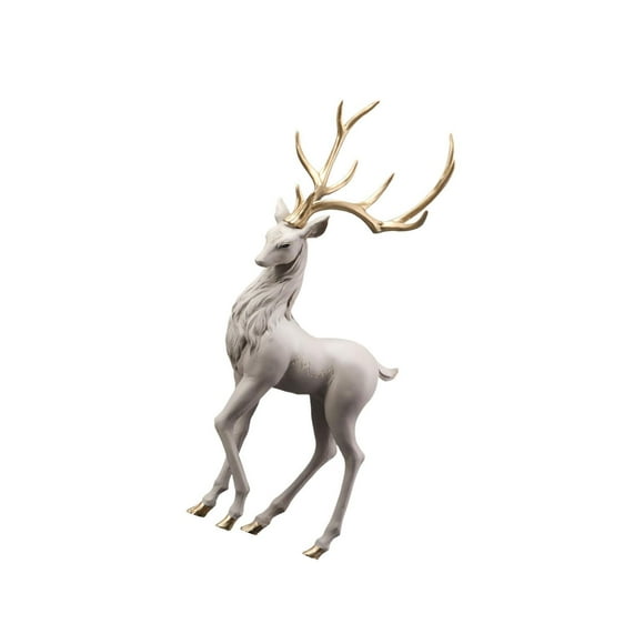 Thinsony Creative Reindeer Ornament Figurine Craft Elk Sculpture Desk Bedroom Gold Antler Standing Medium