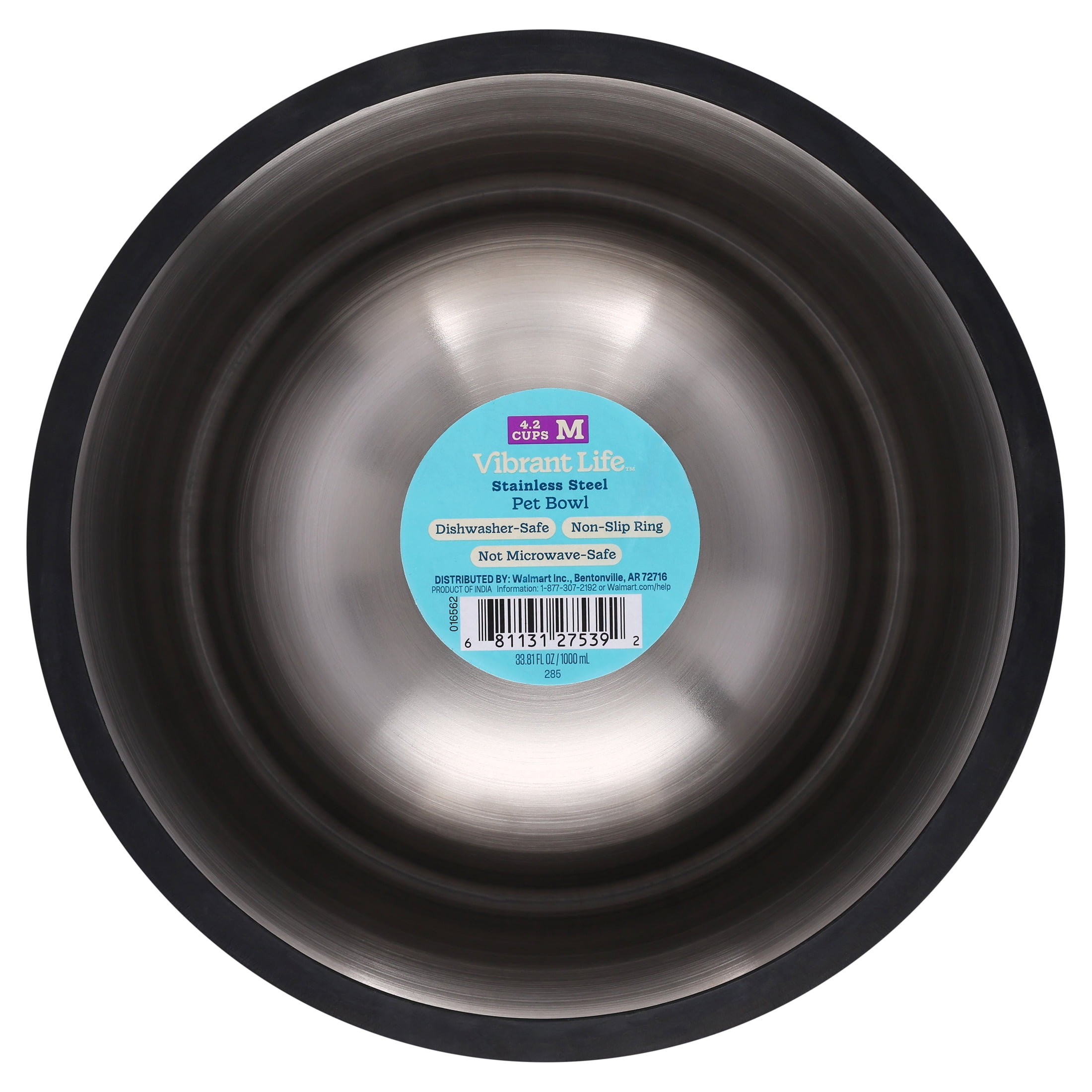 Vibrant Life Medium 4.2-Cup Stainless Steel Pet Bowl, Silver
