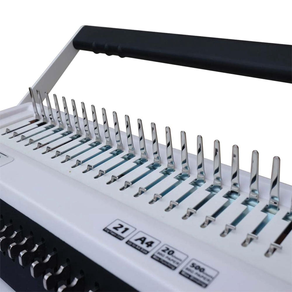 TB-C20A: TruBind Manual Spiral Coil Binding Machine, Manual Punch, Manual Comb Spreader/Closer, Disengageable Pins, White and Black