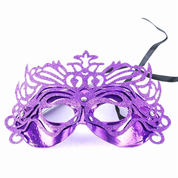Máscara de PVC con forma de corona morada para cosplay, fiesta de Halloween, media cara