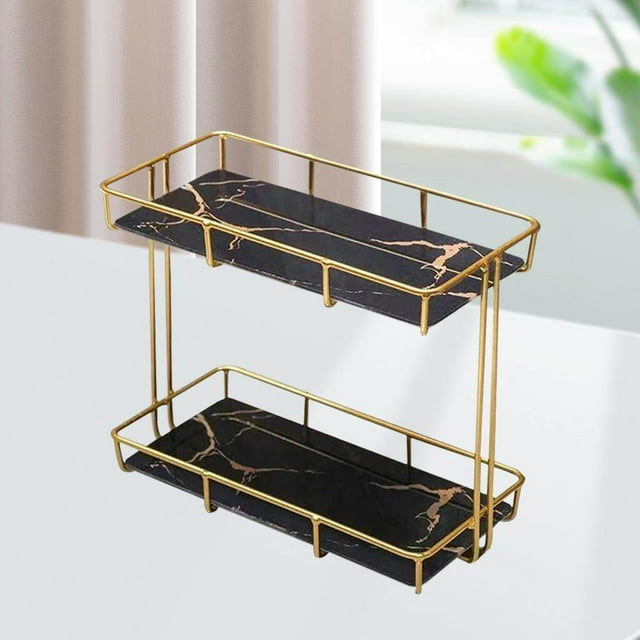 Storage Rack Multi-layer Storage Box Cosmetics Multi-layer Holder Iron Perfume Jewellery Container Basket Storage Make Up Rack S Double Layer Black