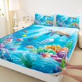 thumbnail image 4 of Manfei Cartoon Animals Bed Sheets,Ocean Themed Art Full Size Sheets,Blue,4-Piece,1 Flat Sheet, 1 Fitted Sheet and 2 Pillowcases, 4 of 7