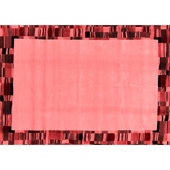 Ahgly Company Indoor Rectangle Abstract Red Modern Area Rugs, 5' x 7'