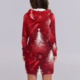 thumbnail image 5 of Women's Long Sleeve Hooded Sweatshirt Dress with Snowflake Christmas Tree Print, Ugly Christmas Sweater Women Style, Cozy Fall and Winter Dress with Pockets for Holiday,Red,2XL, 5 of 7