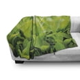 thumbnail image 3 of Plant Soft Flannel Fleece Throw Blanket, Green Leaves with Sun Open Air Sunny Days Spring Time Happy Vibes Environment, Cozy Plush for Indoor and Outdoor Use, 60" x 80", Apple Green, by Ambesonne, 3 of 6
