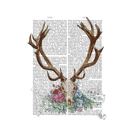 Deer Skull with Flowers 1 Print Wall Art By Fab (Best Way To Bleach A Deer Skull)