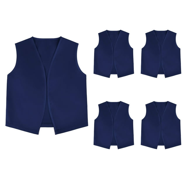 TOPTIE Gilet Sans Boutons pour Enfant Bénévole Gilet de Fête 5 packs-Marine-G