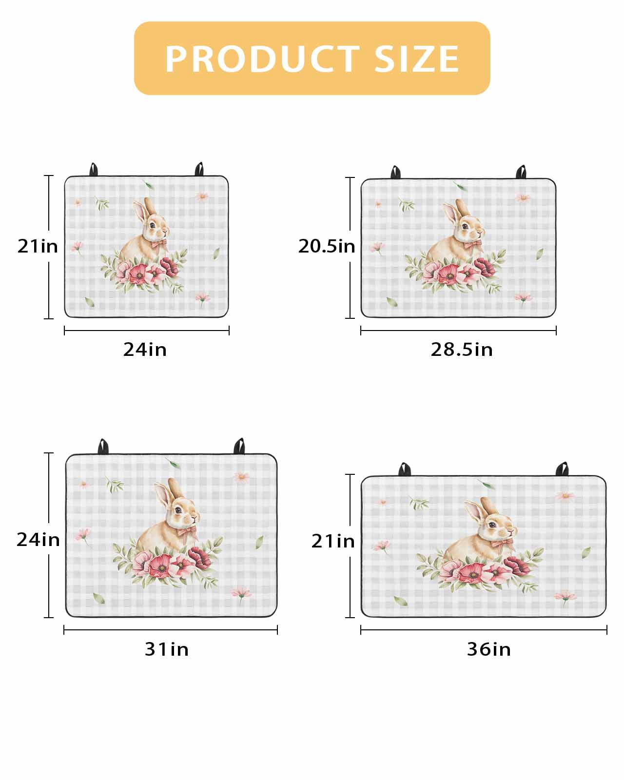 Large Induction Cooktop Protector Mat Easter Stove Top Covers for Electric Stove, Spring Watercolor Bunny Flower Leaf Grey Plaid Decorative Stove Burner Cover Mats, Glass Top Stove Cover