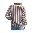 thumbnail image 5 of Seyurigaoka Women Sweater Knit Pullover Long Sleeve V Neck Lacing Striped Tops for Casual Daily, 5 of 6