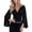 Black, variant on Women's V Neck Flared Bell Sleeve Solid Color Waist Cinched Cropped Top Fitted Ruffle Blouse for Party Dating Evening Summer