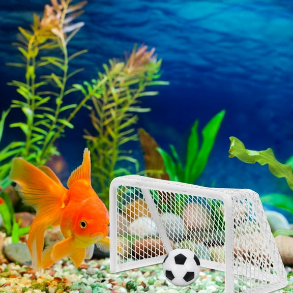 GETAJGHSD Football Fans 1Pcs Aquarium Football Frame Toy in White Stainless Steel Abs for Fish Tank Decorations